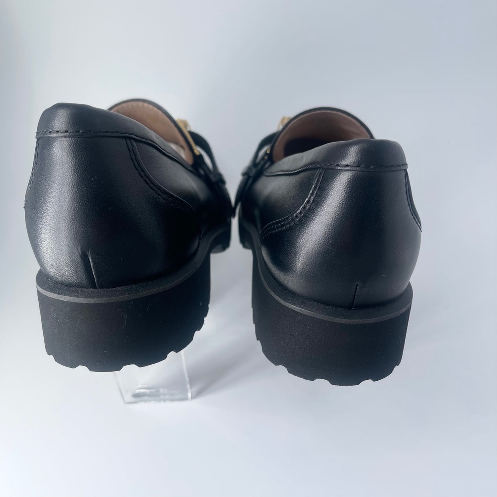 Cole Haan Giana Buckle Loafers Womens 8B Black Leather Lug Sole W30773 - Picture 4 of 6